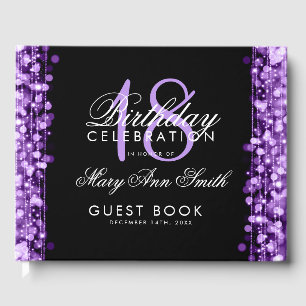 Livro De Visitas A 18a festa de aniversário elegante Sparkles roxo