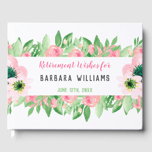Livro De Visitas A aposentadoria deseja a aguarela cor-de-rosa