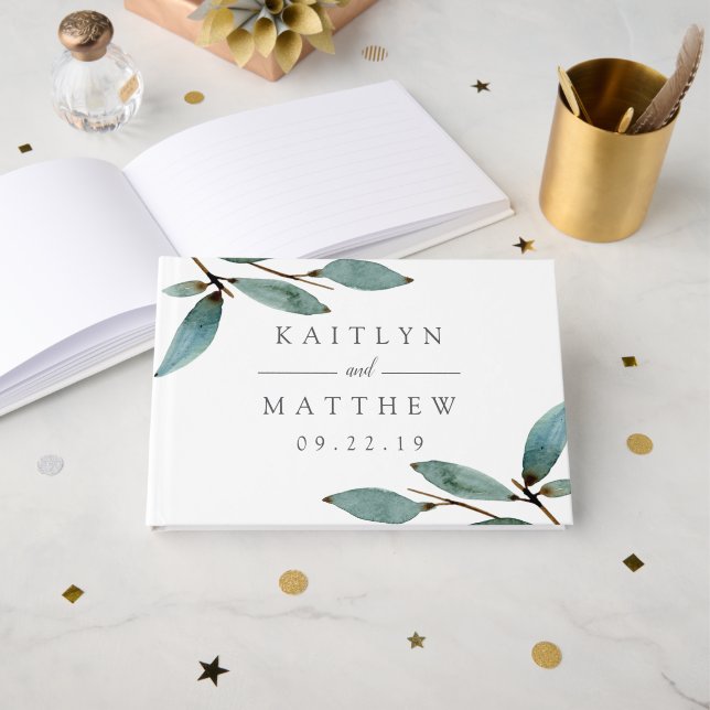 Livro De Visitas A Coleção de Casamentos de Felicidade Botânica (Frente aberta)