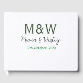 Livro De Visitas A data romântica moderna verde da cinza do monogra