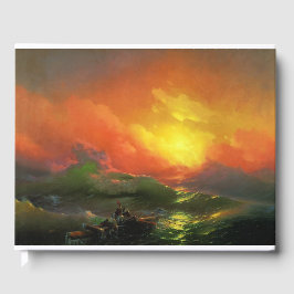 Livro De Visitas A Nona Onda (Mar de Tempestade com Sunset Vermelho