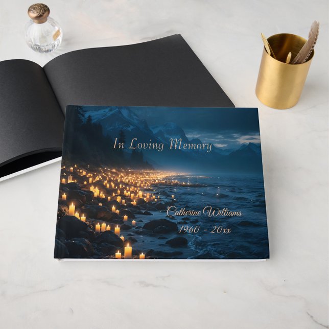Livro De Visitas A sea of candlelights on the beach, condolence  (Criador carregado)