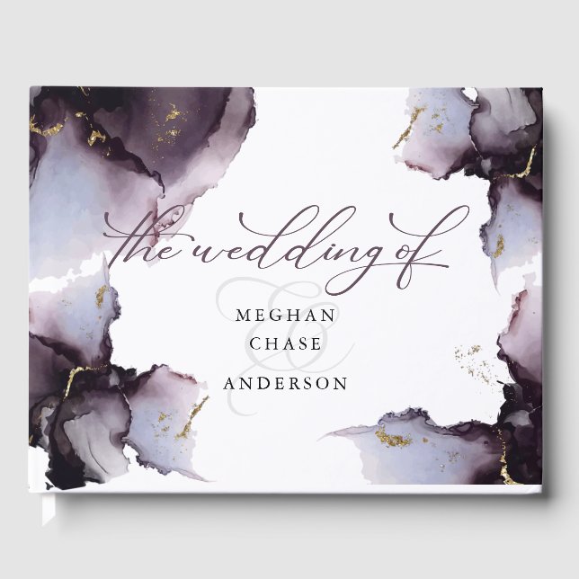 Livro De Visitas Abstrato Dusty Heather Ametyst Geode Guest Book (Frente)