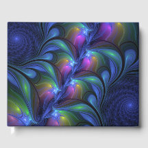 Abstrato Luminoso Colorido Azul Rosa Verde Fractal