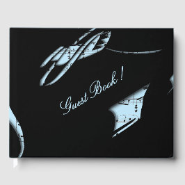 Livro De Visitas Abstrato Music Guest Book Azul