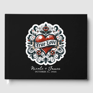 Livro De Visitas Adesivo de Tatuagem Coração de Amor Verdadeiro Cas