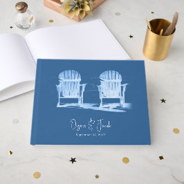 Livro De Visitas Adirondack Beach Chairs Azure Blue White Wedding