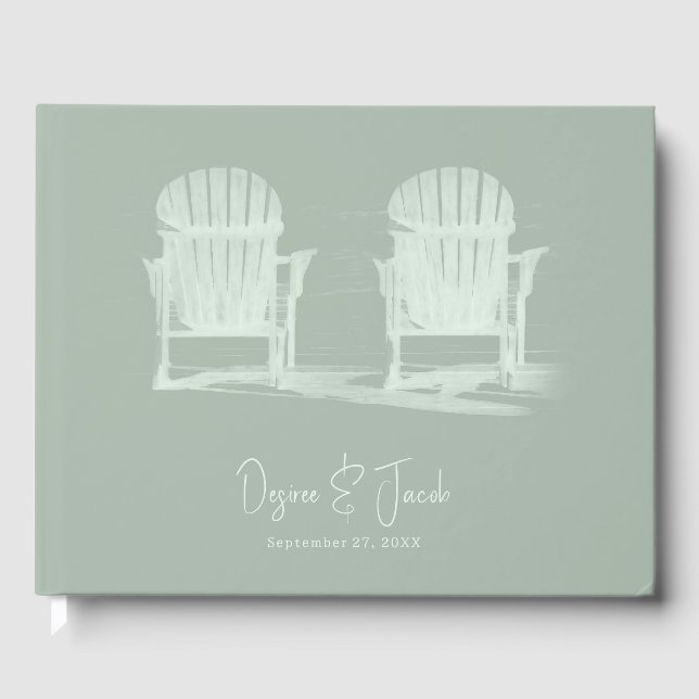 Livro De Visitas Adirondack Beach Chairs Sage Green Wedding (Frente)