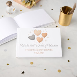Livro De Visitas Adoption Baby Shower Guest Book with Hearts