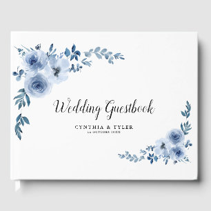 Livro De Visitas adorável guia de casamento azul floral