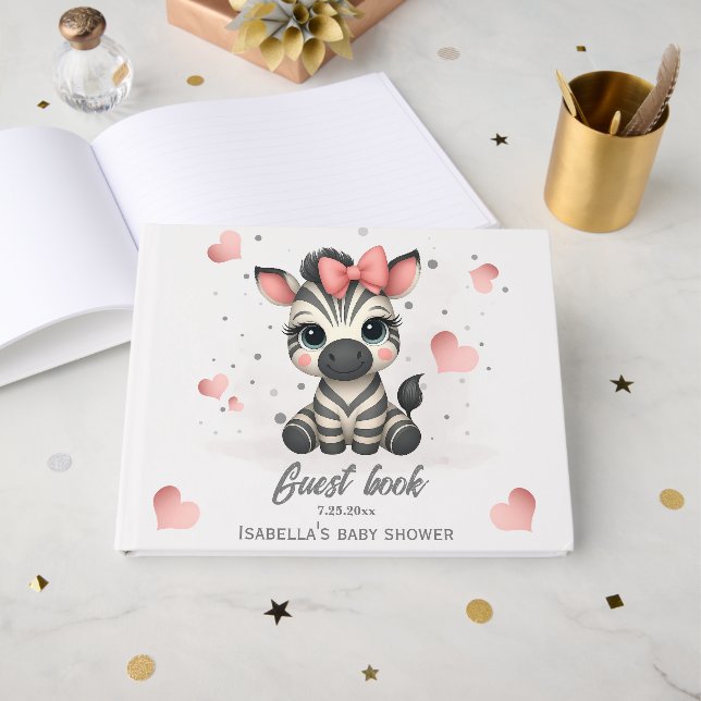 Livro De Visitas Adorável pequena zebra fêmea (Frente aberta)