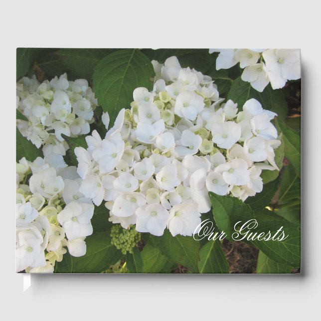 Livro De Visitas Adorável White Hydrangeas (Frente)