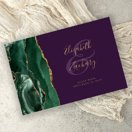 Livro De Visitas Ágata Verde Esmeralda Moderna Dourado Roxo Rascunh