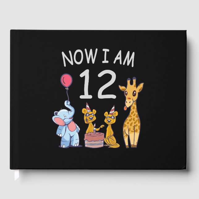 Livro De Visitas Agora tenho 12 anos de 12 de aniversário no Zoo (Frente)