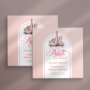 Livro De Visitas Álbum de convidados pétalas e prosecco dourado ros