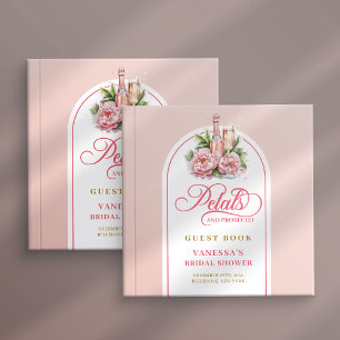 Livro De Visitas Álbum de convidados prosecco com pétalas rosa e do