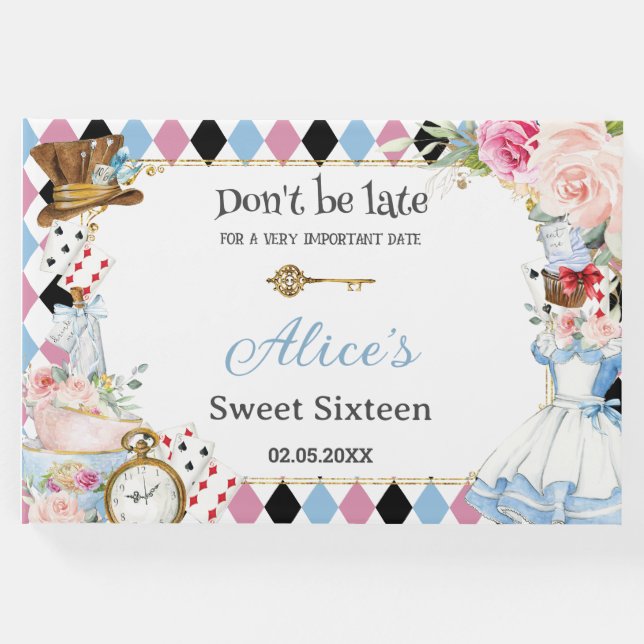Livro De Visitas Alice no País das Maravilhas Doce 16 Aniversário Q (Frente)