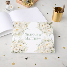 Livro De Visitas All White Floral Wedding