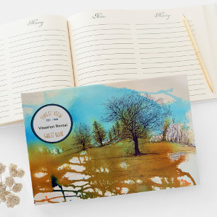 Livro De Visitas Aluguer De Férias Com Tinta D'Água No Paisagem D