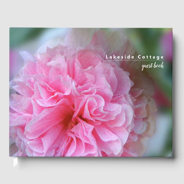 Livro De Visitas Aluguer De Foto Floral Hollyhock Rosa (Frente)