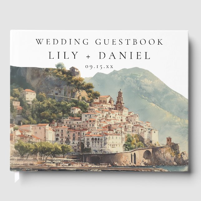 Livro De Visitas Amalfi Italian Watercolor Wedding (Frente)