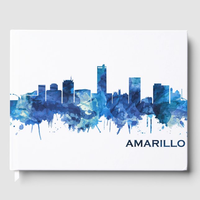 Livro De Visitas Amarillo Texas Skyline Blue (Frente)