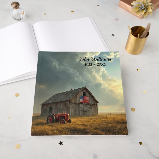 Livro De Visitas American Flag On a Farm Barn (Frente aberta)
