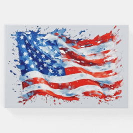 Livro De Visitas American Flag USA Watercolor 4 de julho