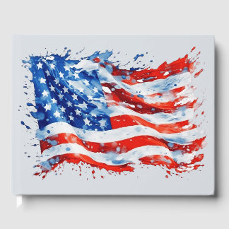 Livro De Visitas American Flag USA Watercolor 4 de julho