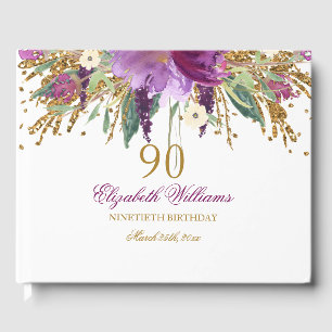Livro De Visitas Ametist 90 Ametist Floral Glitter