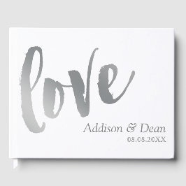 Livro De Visitas Amor | Casamento de Script de Pincel Silver