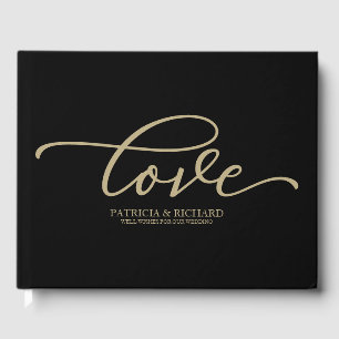 Livro De Visitas Amor Chic Dourado Script Casamento Preto