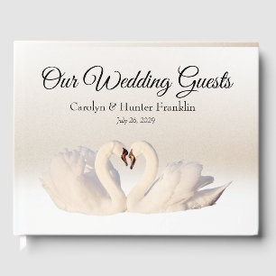 Livro De Visitas Amor Swans em White e Cream Weds Guest Book