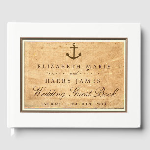 Livro De Visitas Âncora náutica casamento de papel quadro do