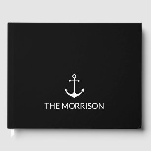 Livro De Visitas Ancora náutica preto Nome do Barco Personalizado