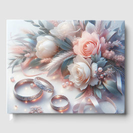 Livro De Visitas Anéis de Casamento e Flores