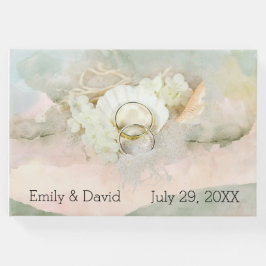 Livro De Visitas Anéis de Casamento em Seashell e Sand
