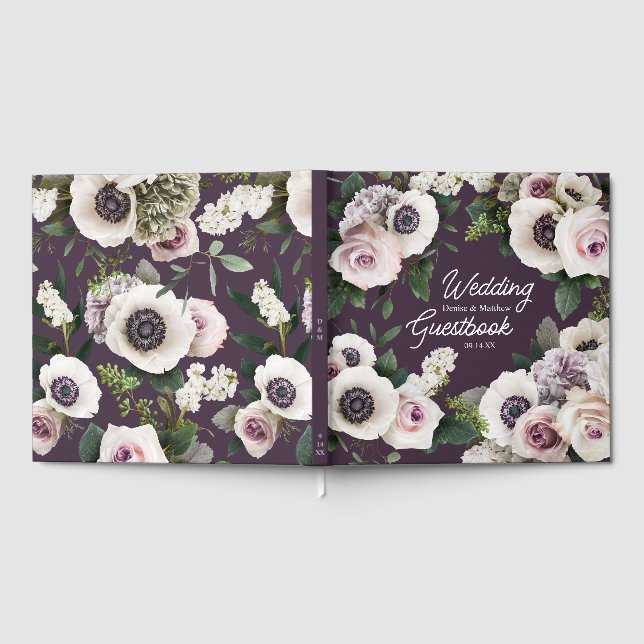 Livro De Visitas Anêmona Branca em Ameixa à Meia-Noite (Completo)