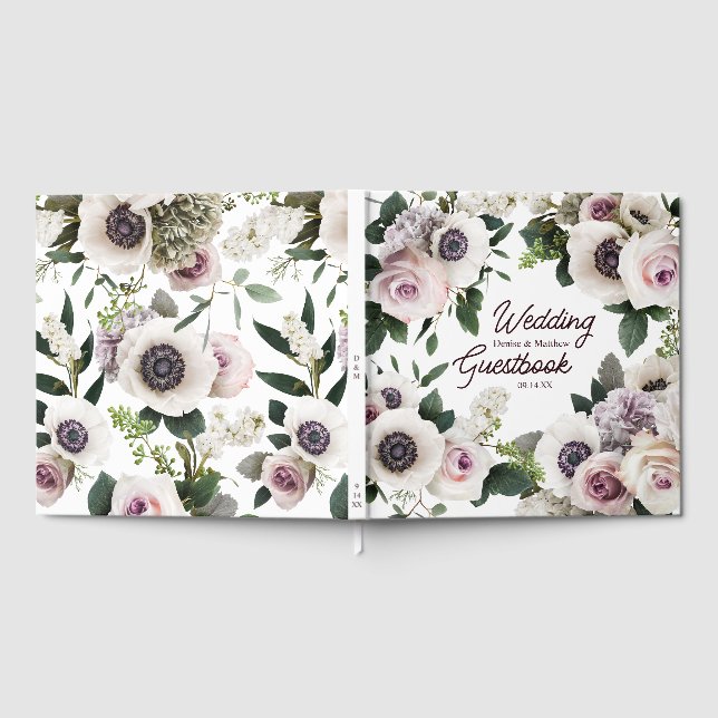 Livro De Visitas Anêmona Branca em Branco Brilhante (Completo)