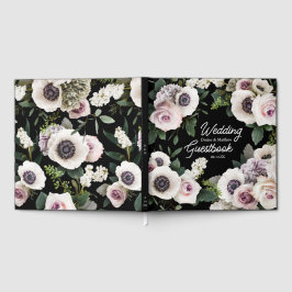 Livro De Visitas Anêmona Branca em Preto Verdadeiro