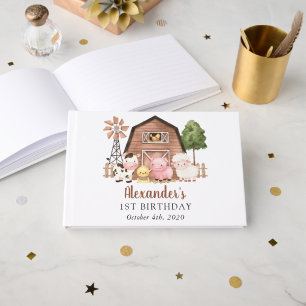 Livro De Visitas Animais da Fazenda, Animais Fofos, Celeiro, Primei