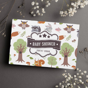Livro De Visitas Animais da Floresta Fofa Chamada Baby Shower para