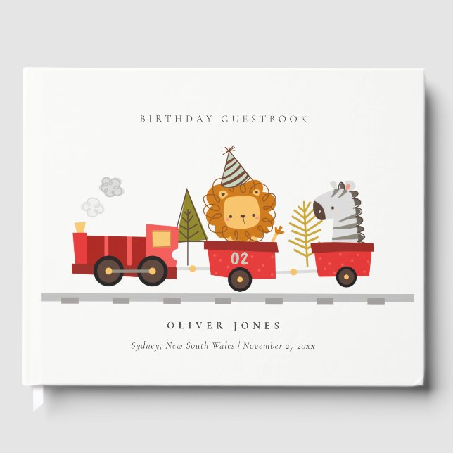 Livro De Visitas Animais da Floresta Vermelha Cuta Treinam Qualquer (Frente)