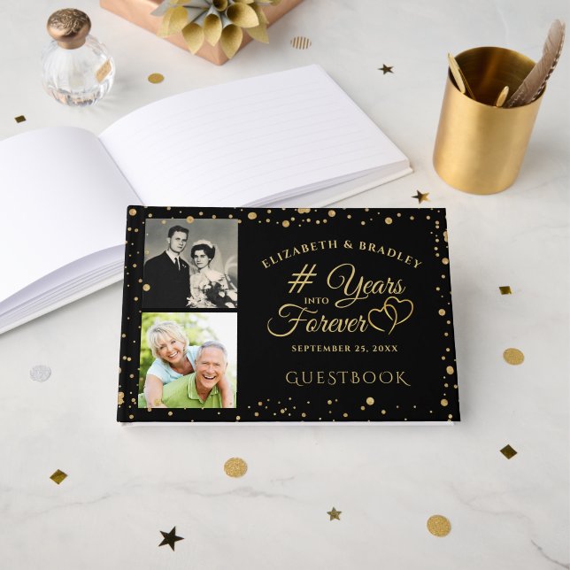 Livro De Visitas Aniversário Anos Elegantes no Eterno 2 Fotos (Frente aberta)