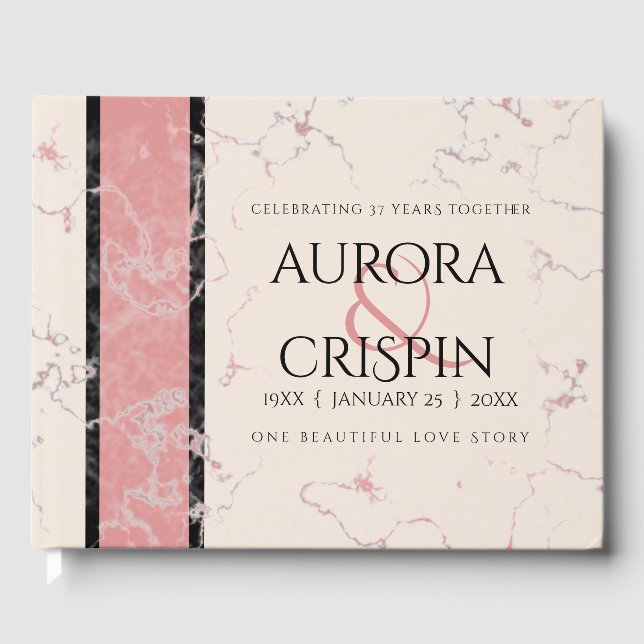 Livro De Visitas Aniversário Casado Elegante 37.º Alabastro (Frente)