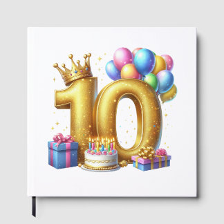 Livro De Visitas Aniversário de 10 anos dourado