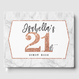 Livro De Visitas aniversário de 21 anos glam luxe cobre gliter ISA