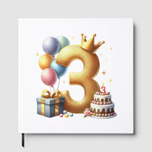 Livro De Visitas Aniversário de 3 anos dourado