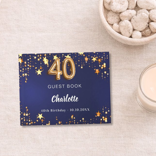 Livro De Visitas aniversário de 40 anos marinho estrelas douradas a (Criador carregado)