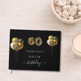 Livro De Visitas aniversário de 60 anos preto dourado leopardo anim